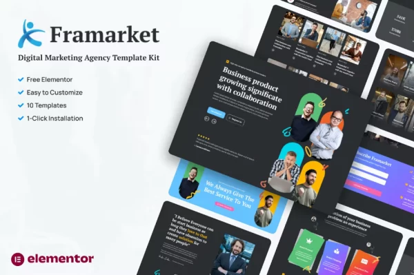 Framarket – Digital Marketing Elementor Template Kit GPL