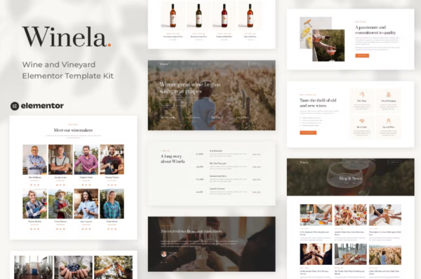 Winela – Wine and Vineyard Elementor Template Kit GPL